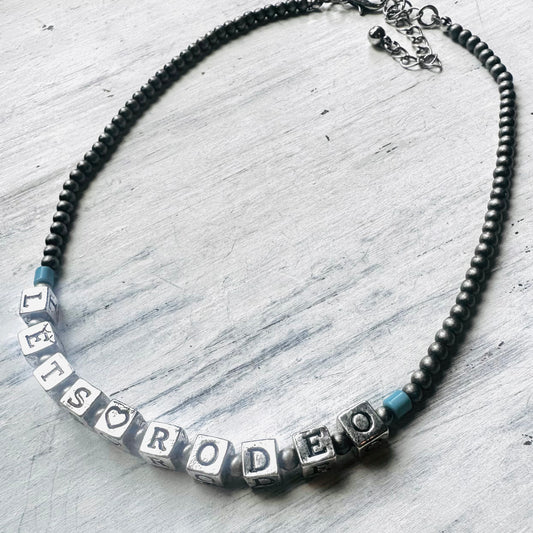Junkyard Cowgirl "Lets Rodeo" Beaded Necklace