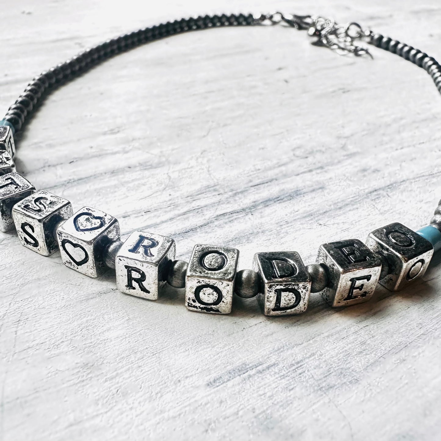 Junkyard Cowgirl "Lets Rodeo" Beaded Necklace