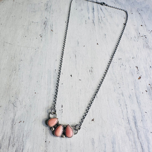 Sterling & 3 Pink Stone Necklace