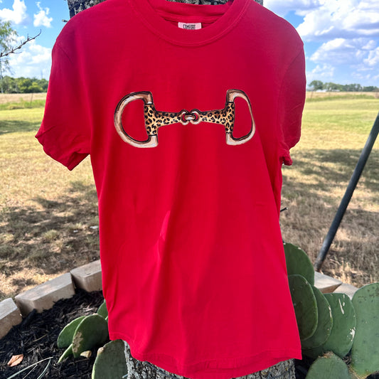 Leopard Bit- Red Tee
