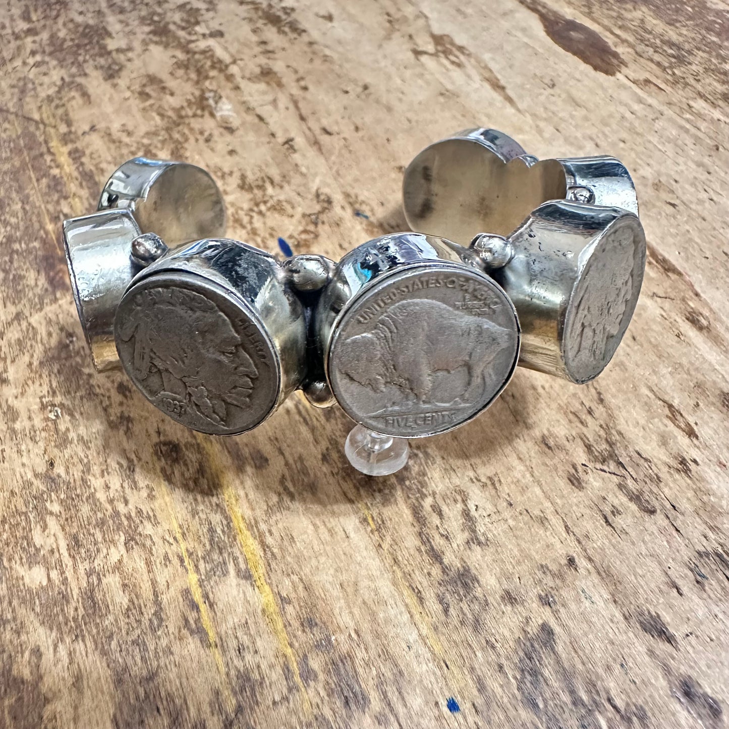 Buffalo & Indian Coin- Coin Silver Cuff Bracelet