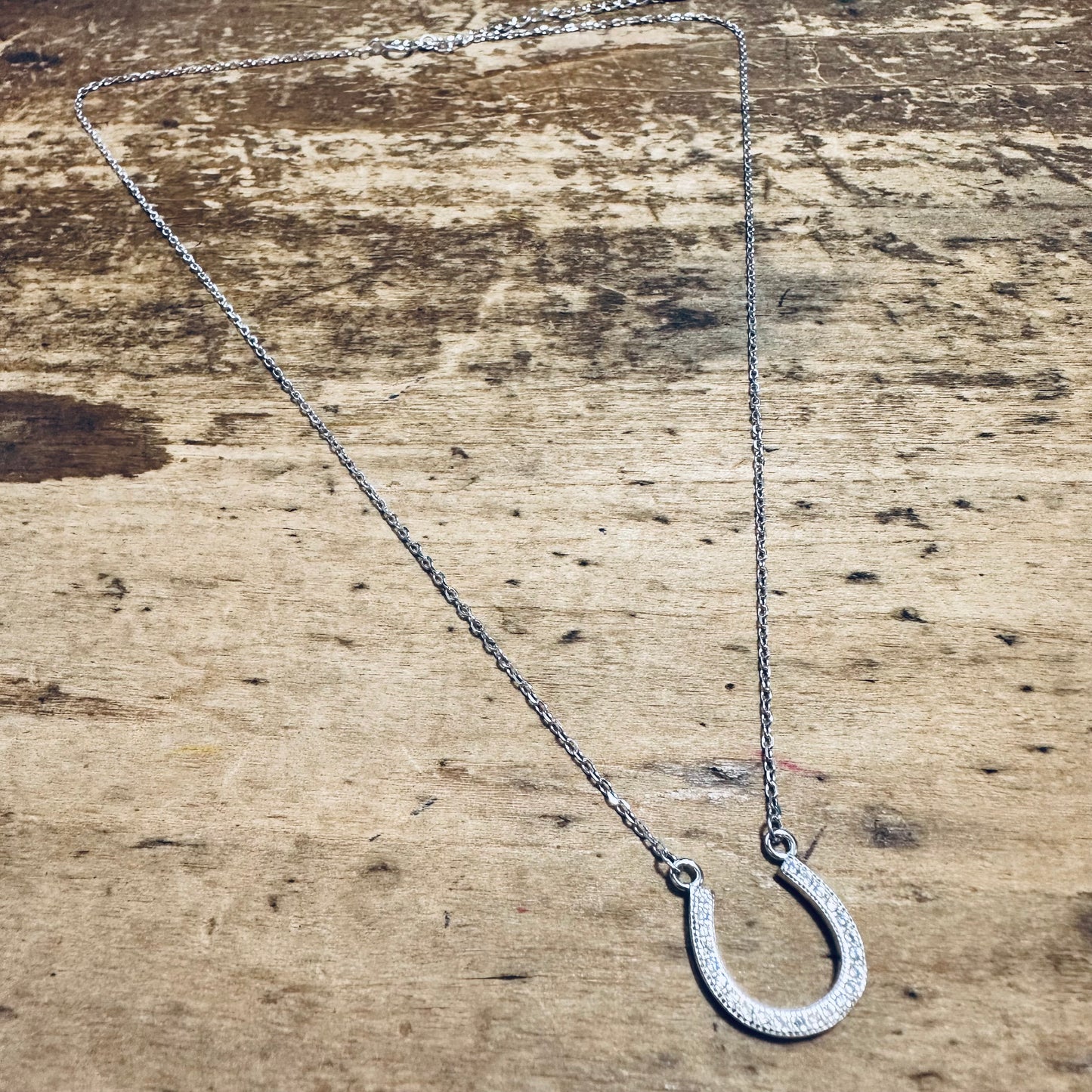 Sterling Silver & CZ Dainty Horseshoe Necklace