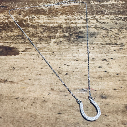 Sterling Silver & CZ Dainty Horseshoe Necklace