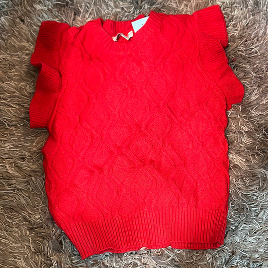 Red Ruffle Sleeve Sweater