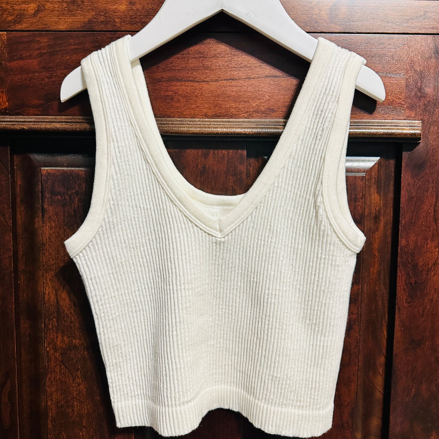 White Seamless Crop Tank