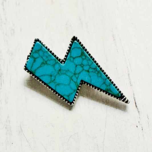 Turquoise Lightning Bolt Hat Pin