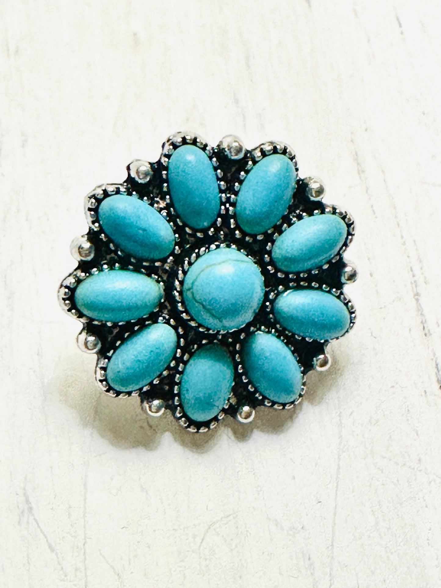 Flower Turquoise Concho Hat Pin