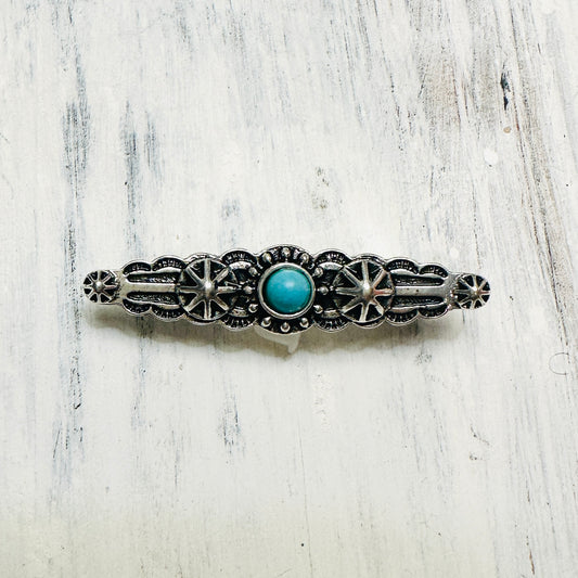 Silver Bar Concho & Turquoise Hat Pin