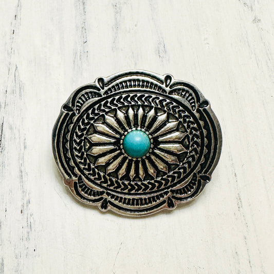 Framed Concho & Turquoise Hat Pin