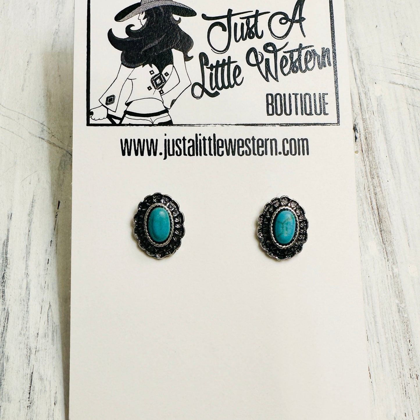 Tiny Silver Oval & Turquoise Studs