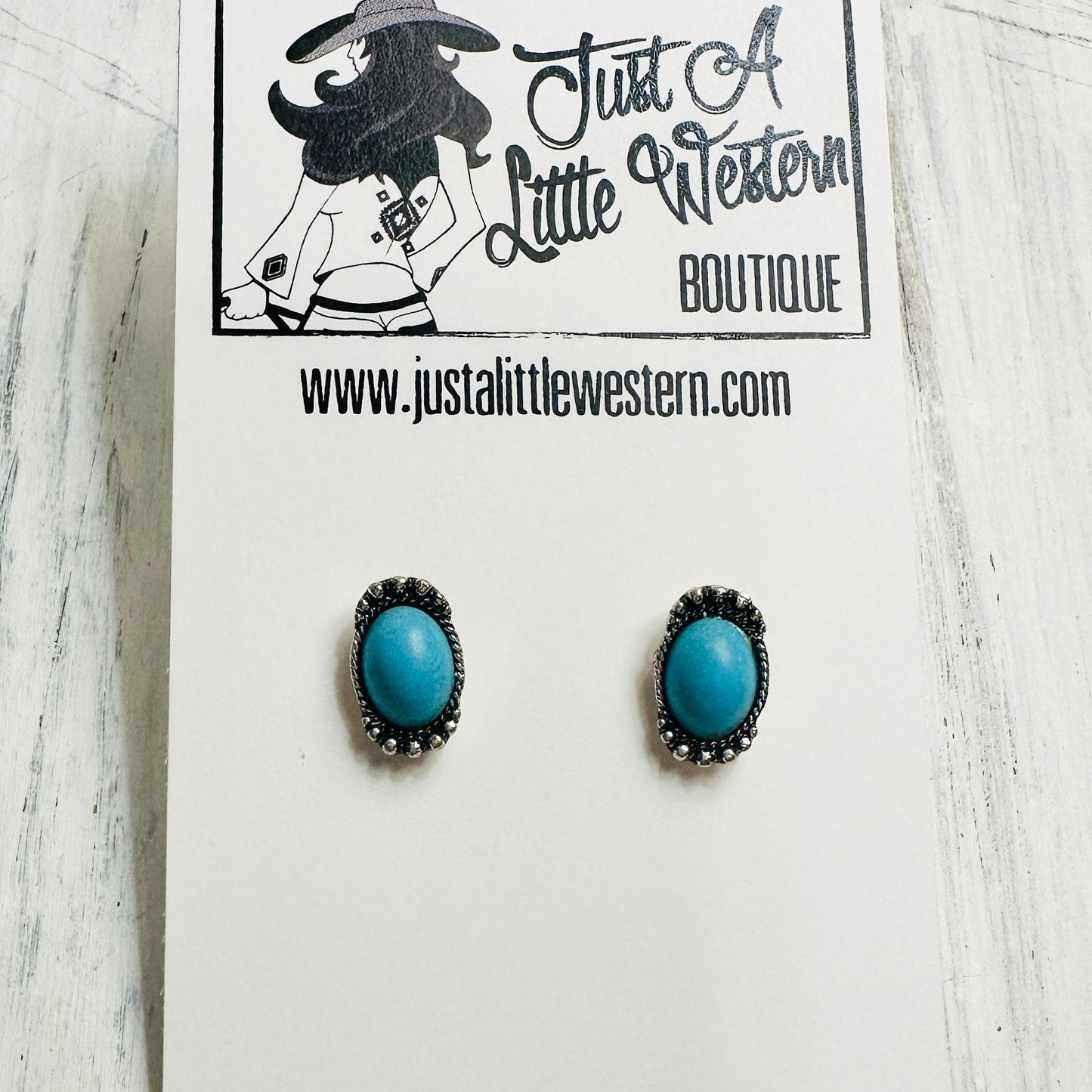 Tiny Oval Turquoise Beaded Studs