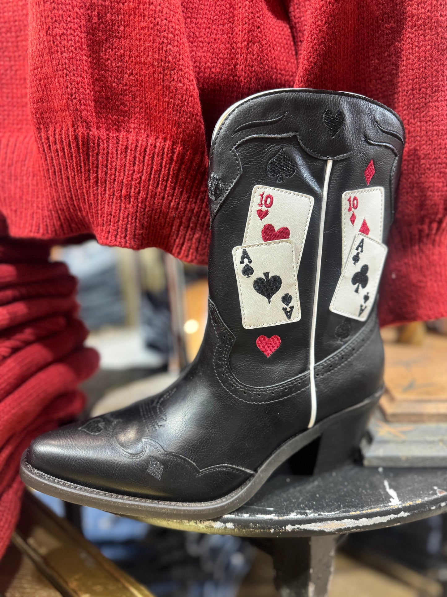 Lucky Black Cards Boots