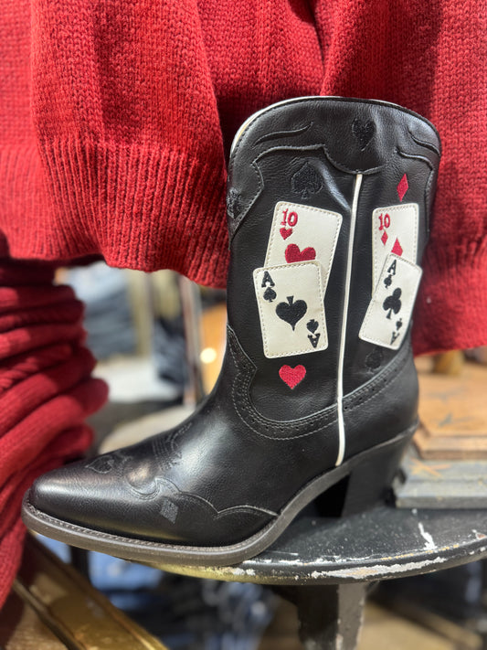 Lucky Black Cards Boots