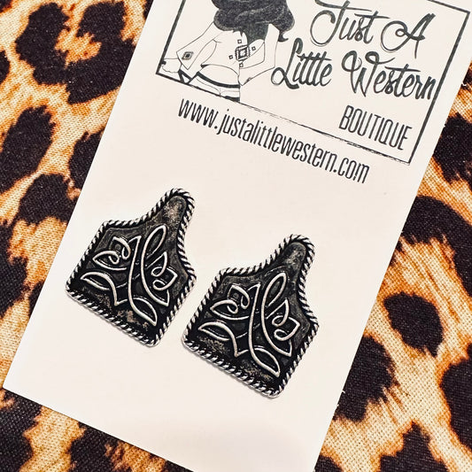 Cow Tag Boot Stitch Post Earring