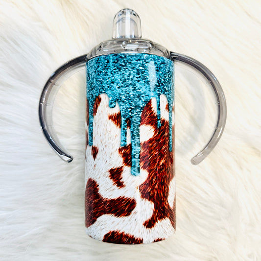 Turquoise& Cowhide Sippy Cup