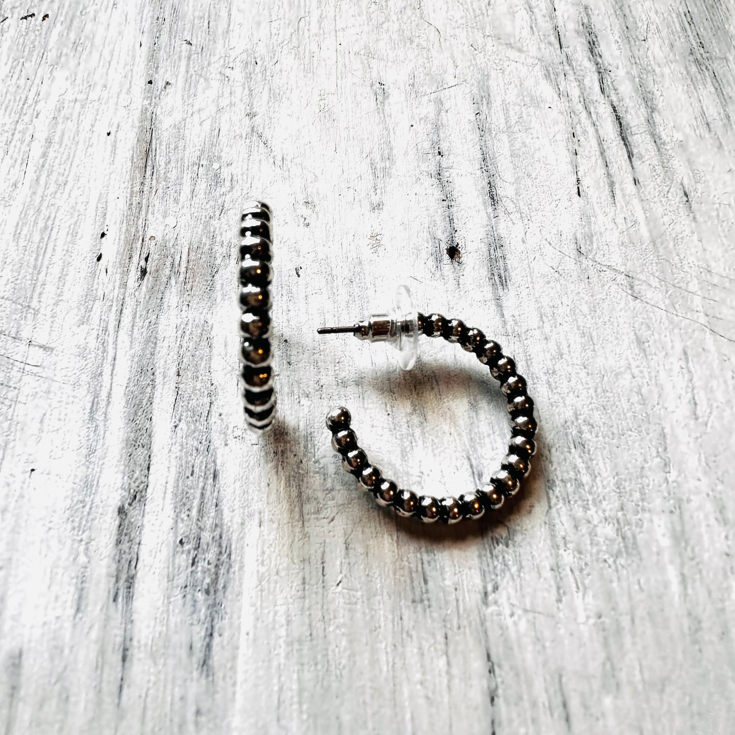1" Bead Hoop Post Earring