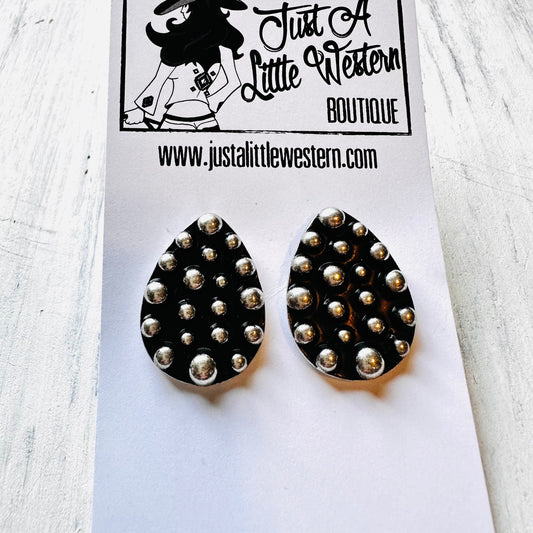 Flat Teardrop Bubble Bead Post Earring