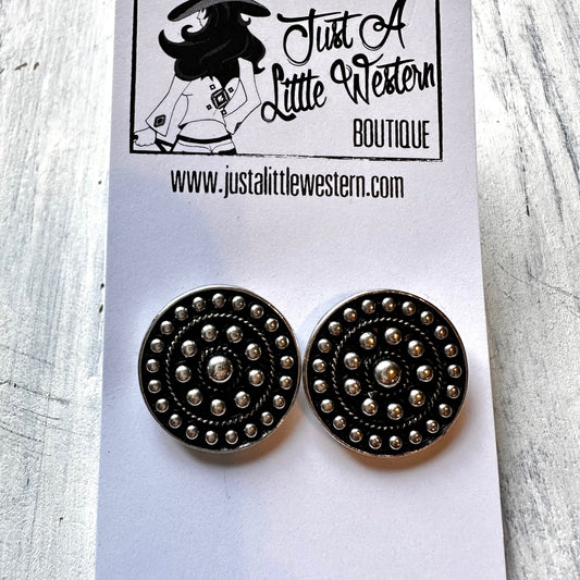 Flat Round Double Bubble Bead Post Earring