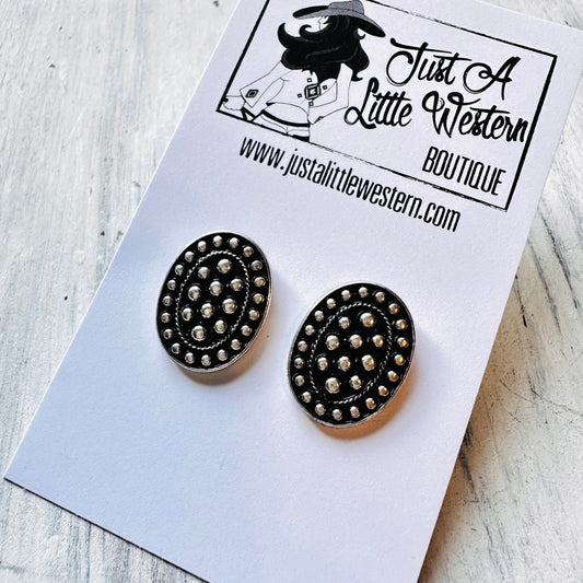 Flat Oval Bubble Bead Post Earring