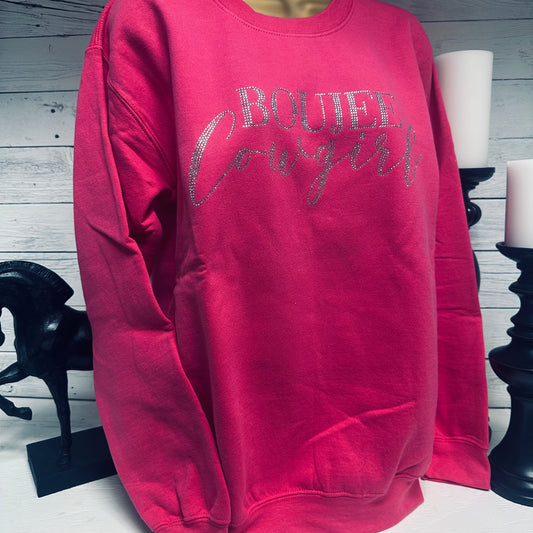 Hot Pink Rhinestone BOUJEE COWGIRL Sweatshirt