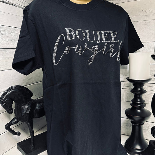 Crystal Boujee Cowgirl Tee- Black