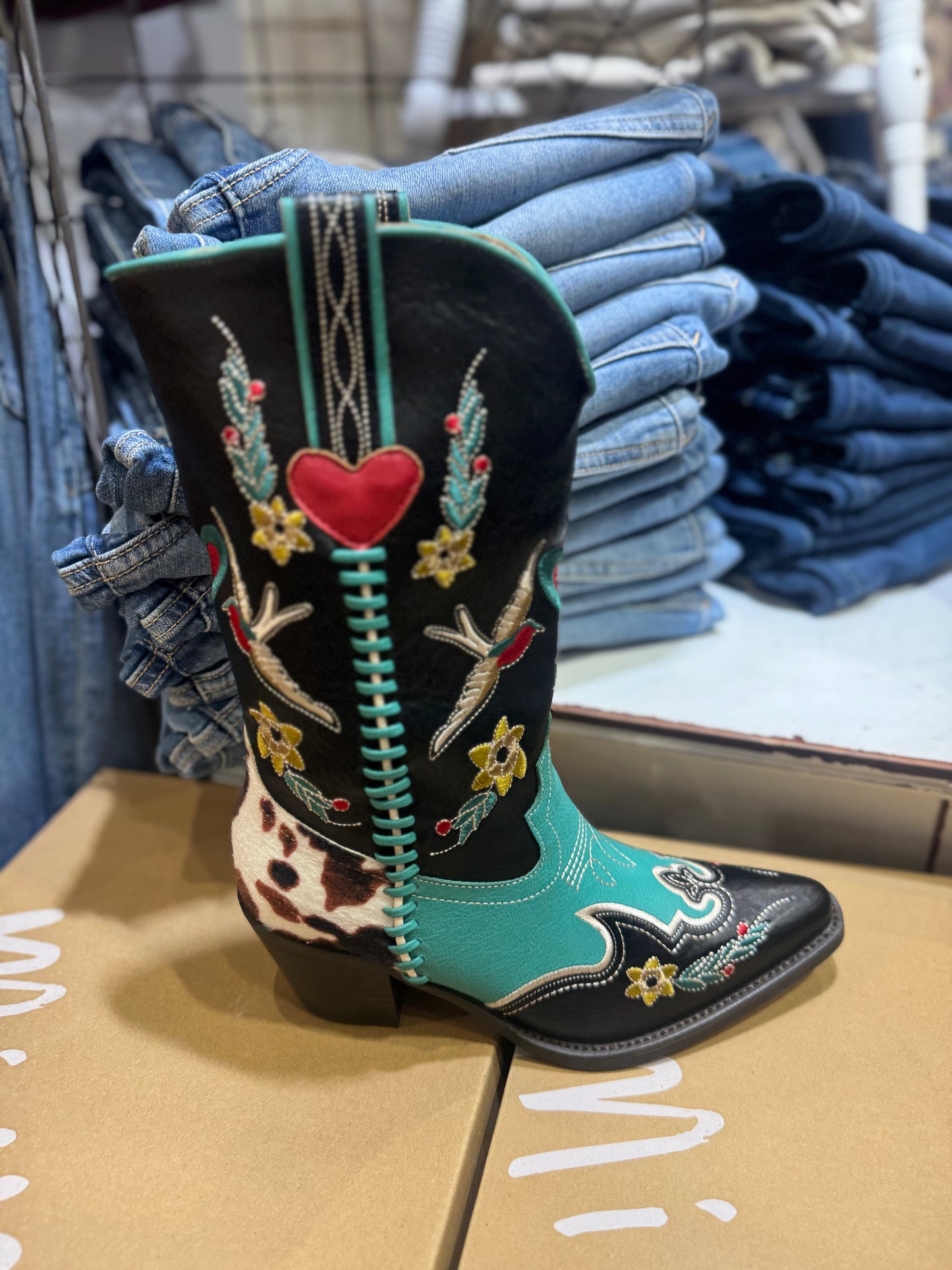 ELSIE - BLACK & TURQUOISE BOOT