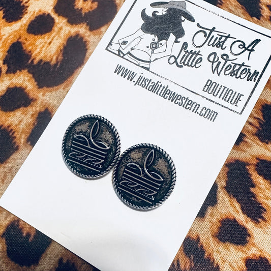 .75" Round Boot Stitch Post Earring