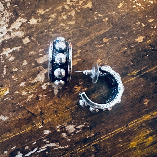 1" Bubble Bead Hoop Post Earring
