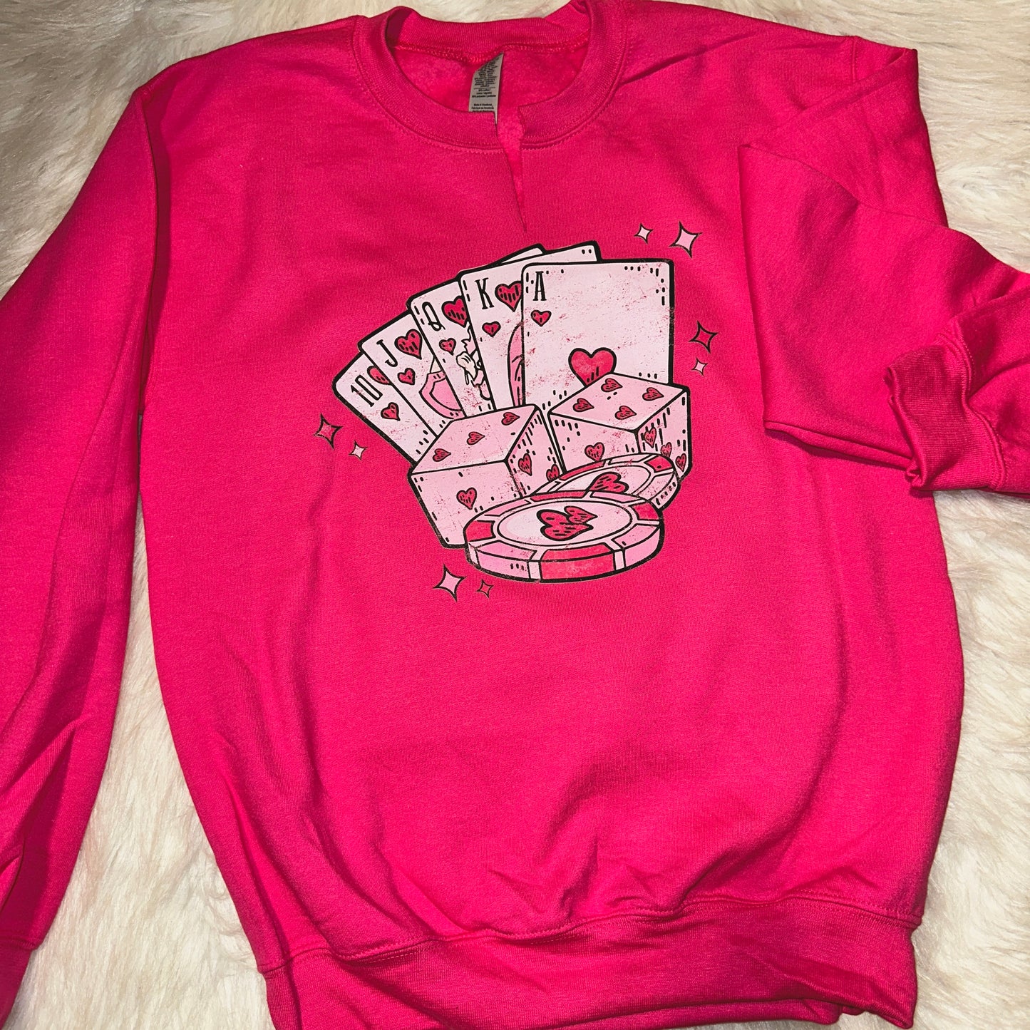 Hot Pink Casino Chips & Cards Sweatshirt