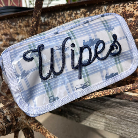 Wipes Blue & Green Plaid Clear Coat Bag