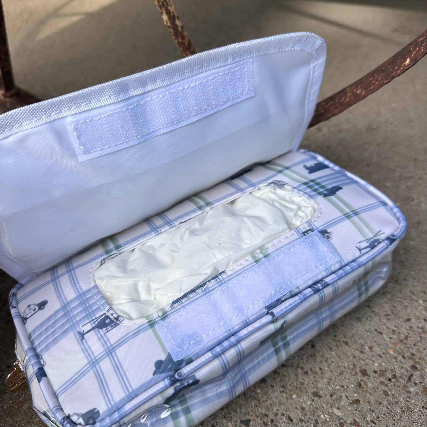 Boyhood Blue & Green Plaid Clear Coat Wipes Pouch