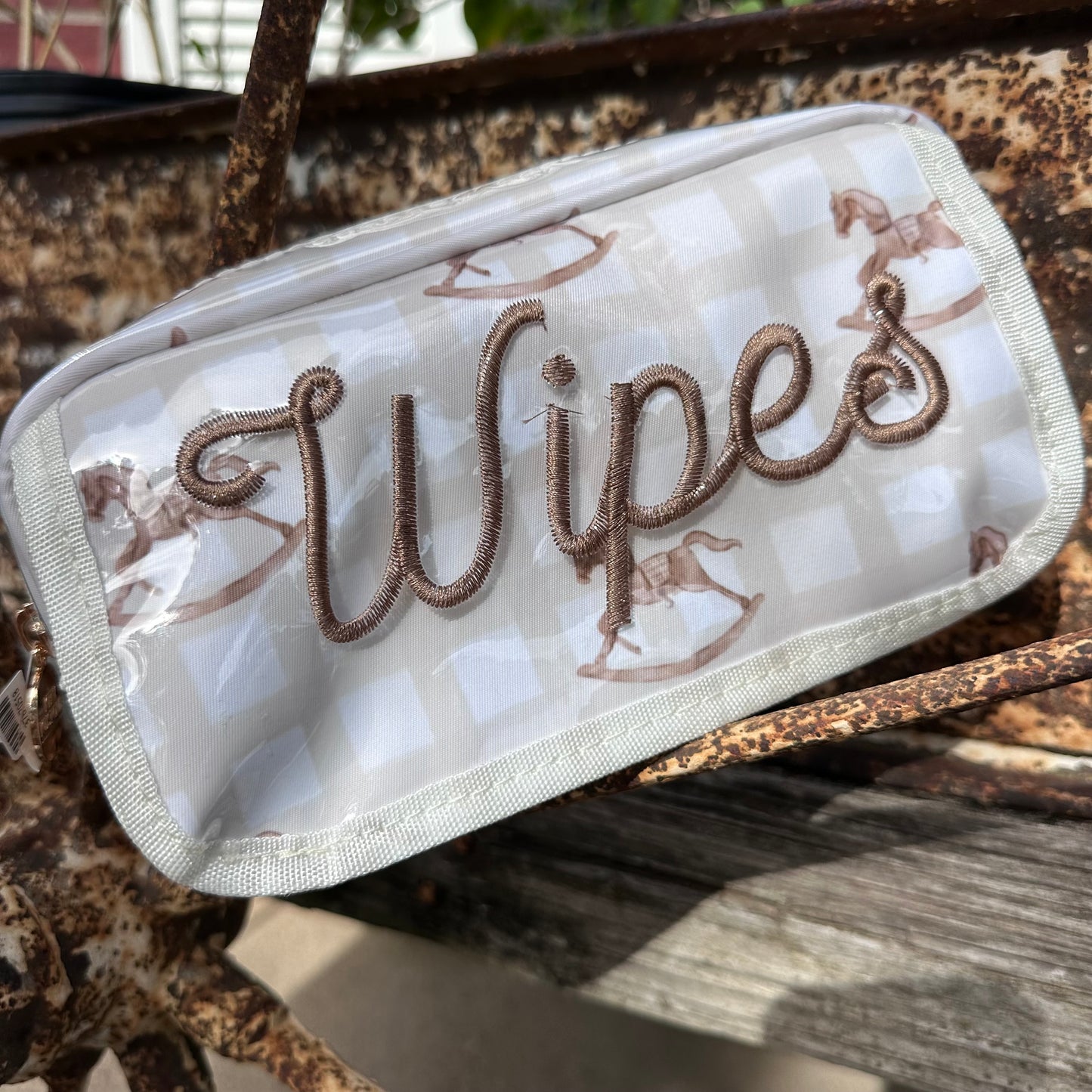 Wipes Rocking Horse Plaid Clear Coat Bag