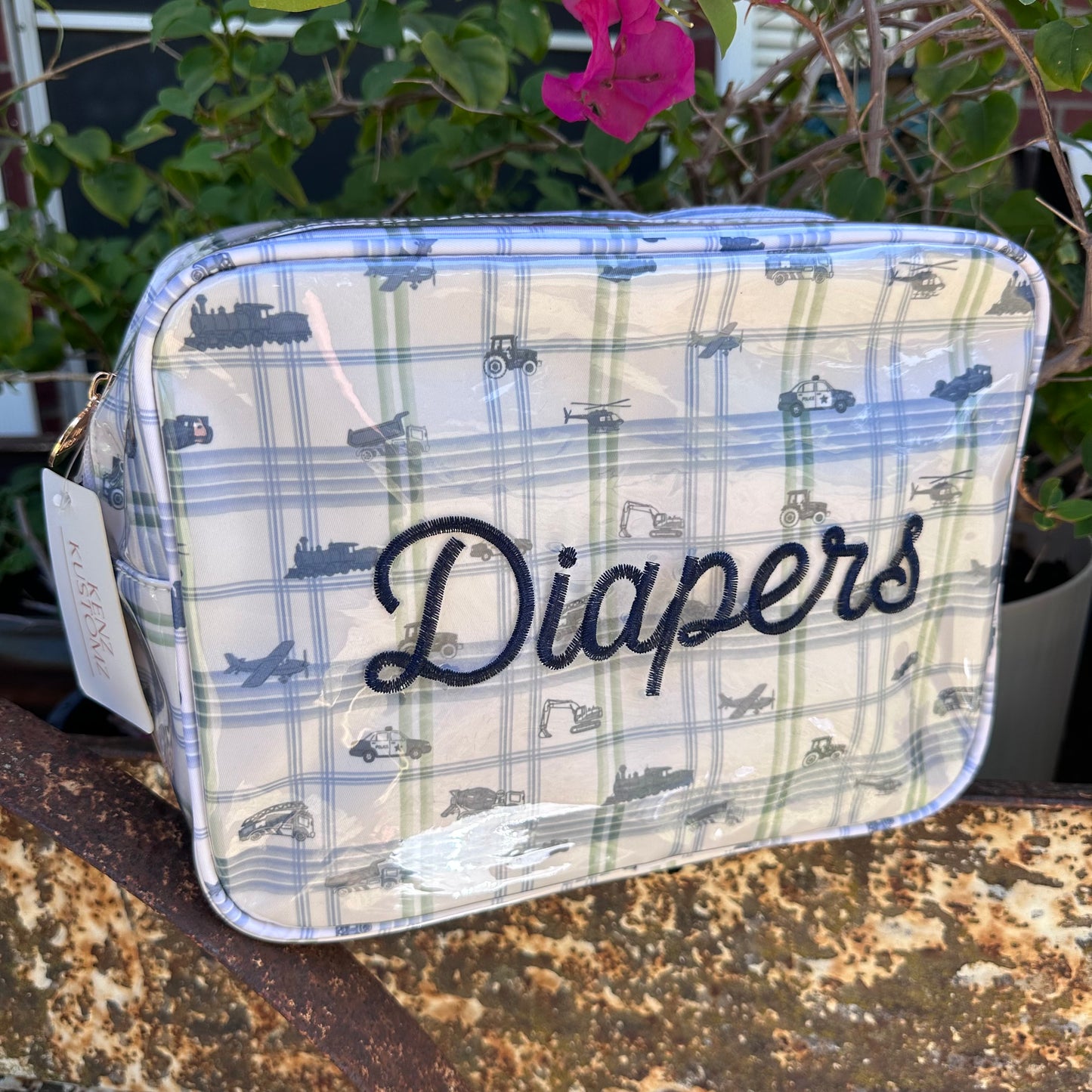 Diapers XL Boyhood Blue Plaid Clear Coat Bag