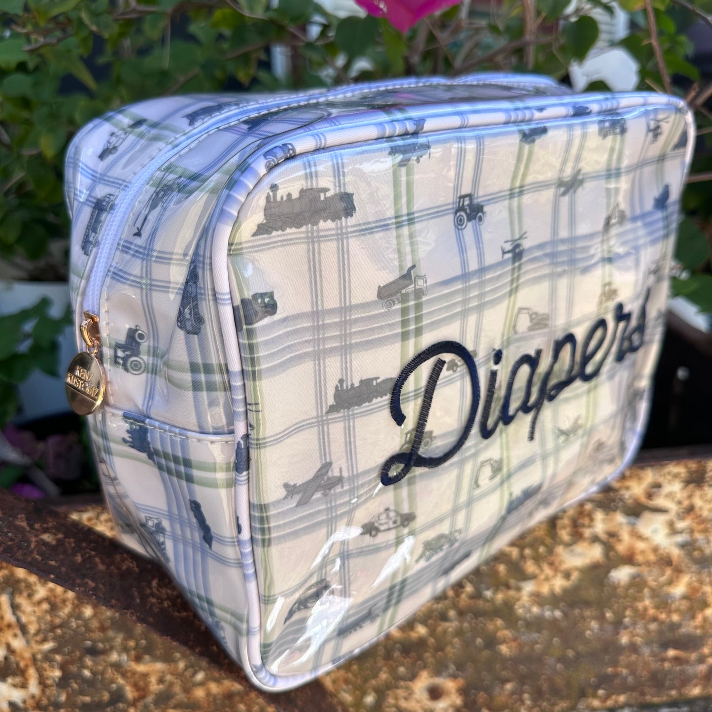 Diapers XL Boyhood Blue Plaid Clear Coat Bag