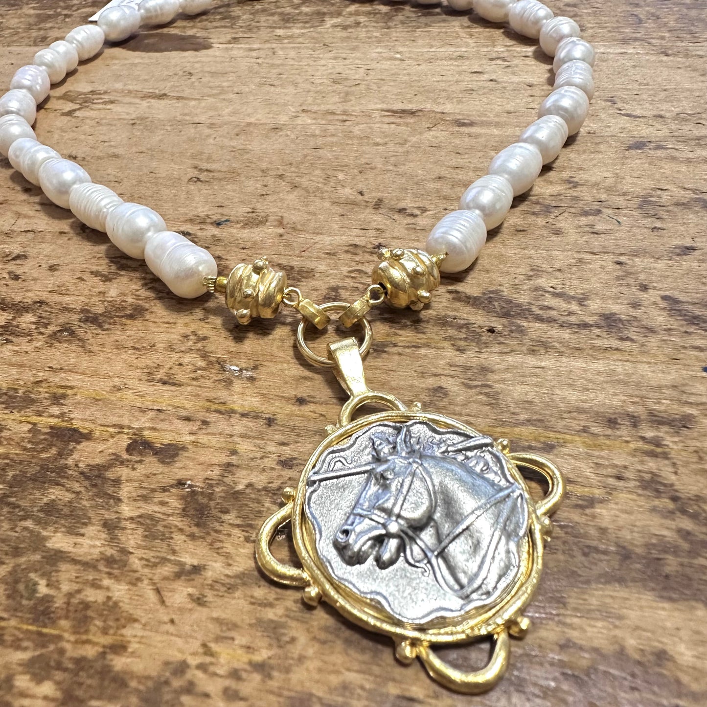 Susan Shaw Wild Horse & Pearl Necklace