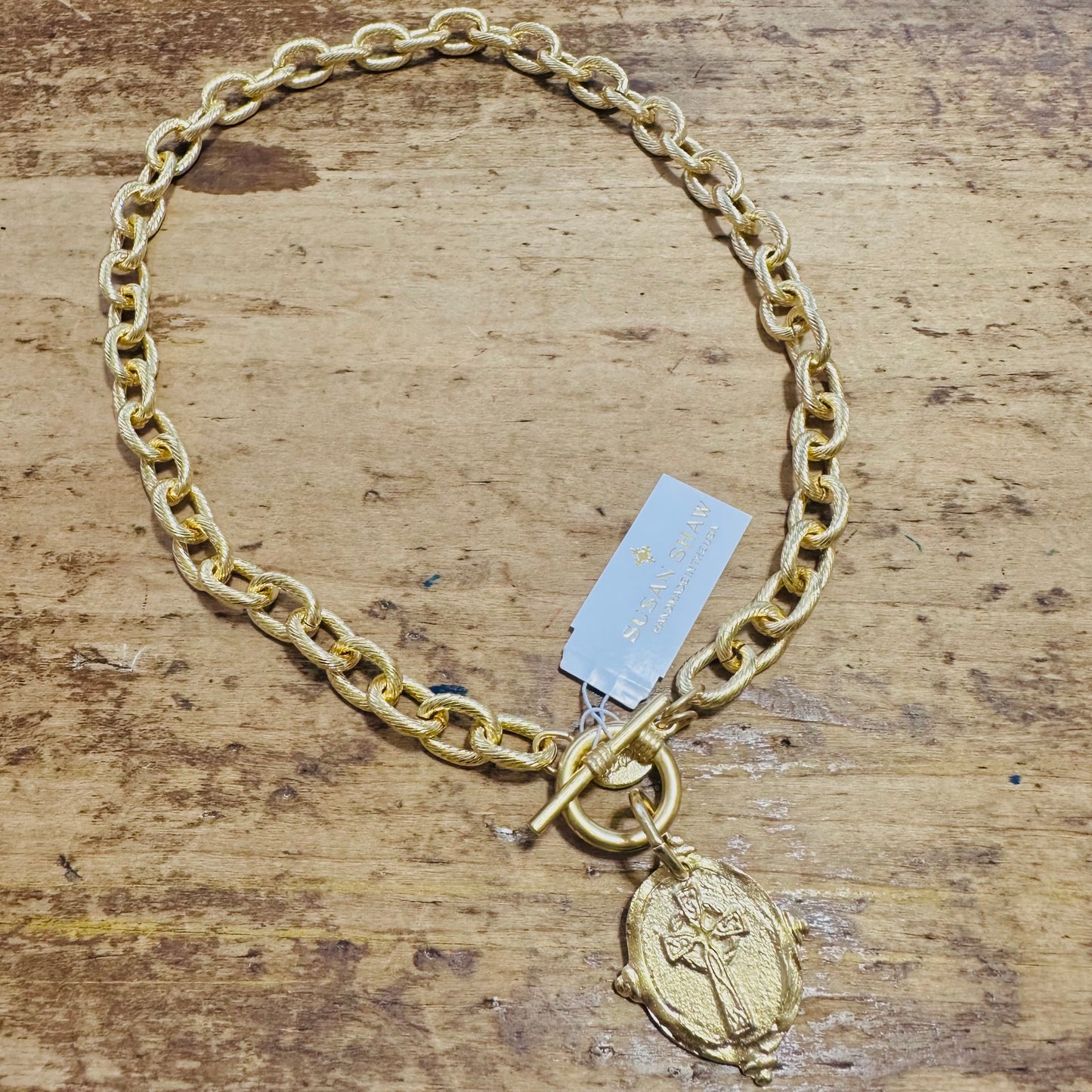 Susan Shaw Cross Intaglio Toggle Necklace