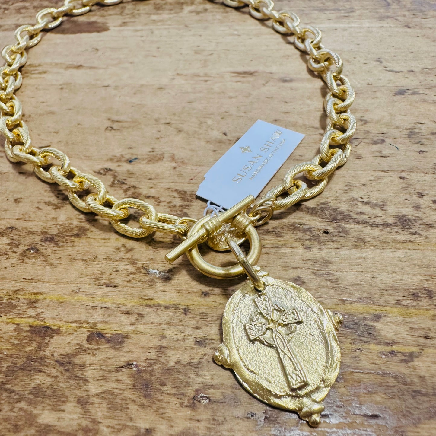 Susan Shaw Cross Intaglio Toggle Necklace