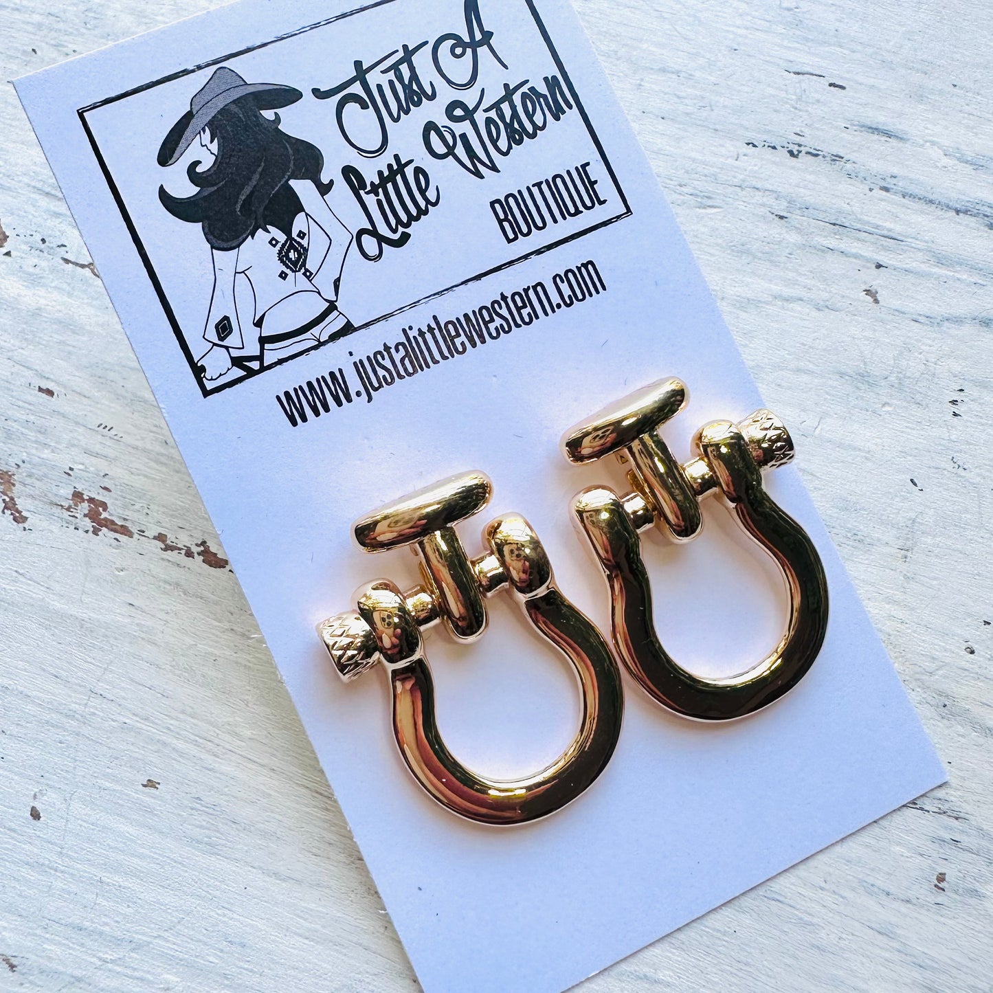 Gold Stirrup Post Earring