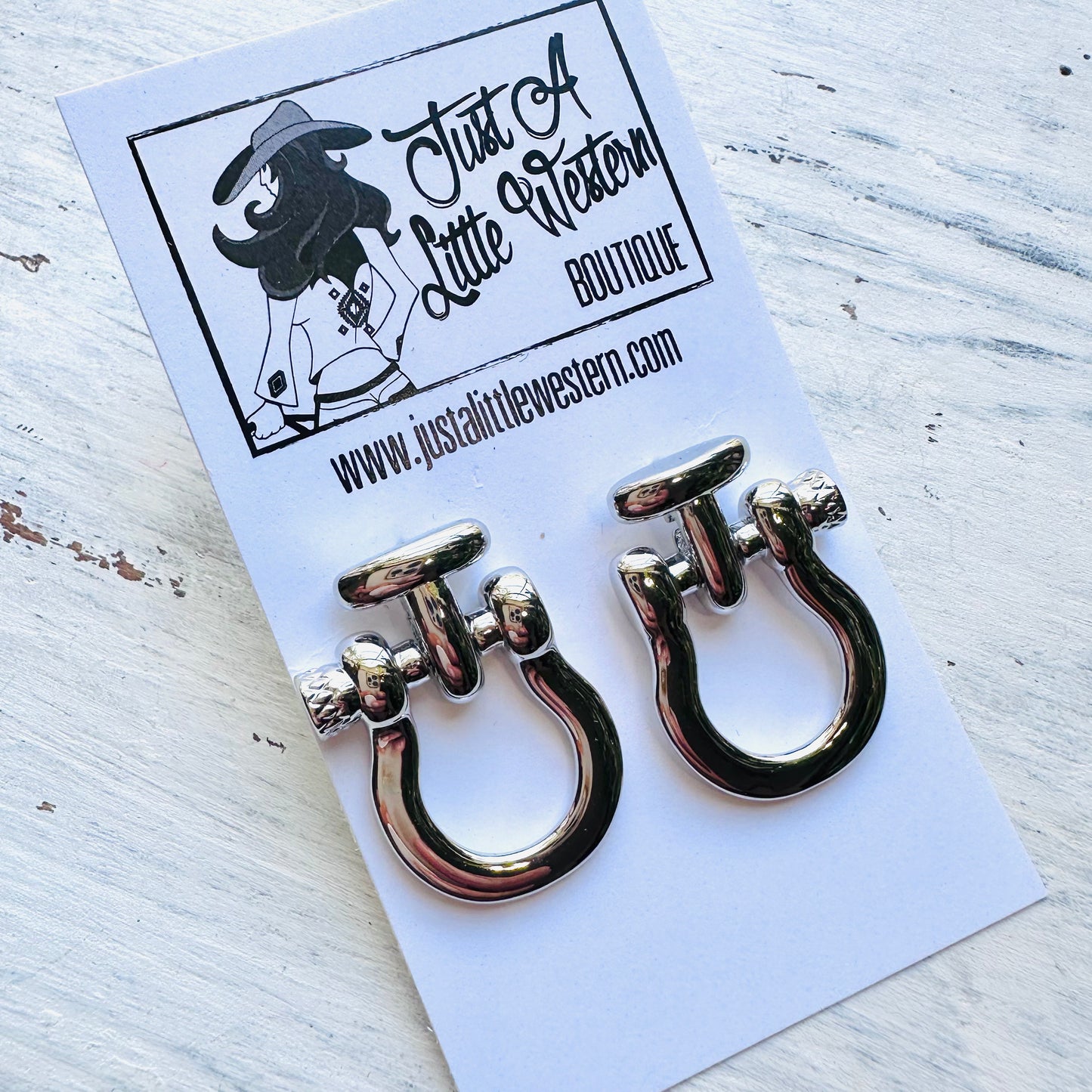 Silver Stirrup Post Earring