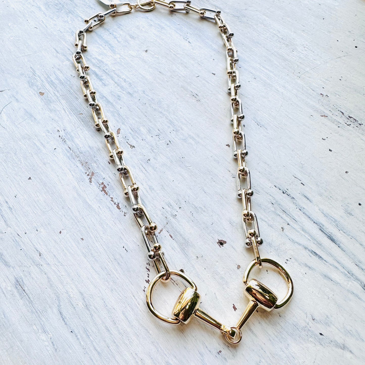 Silver Link & Gold Bit Necklace