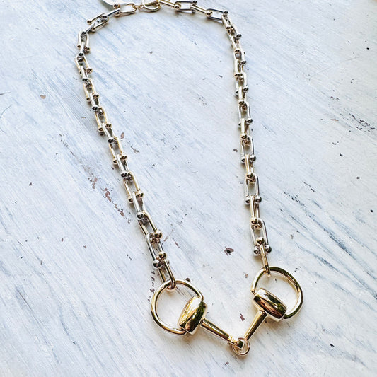 Silver Link & Gold Bit Necklace