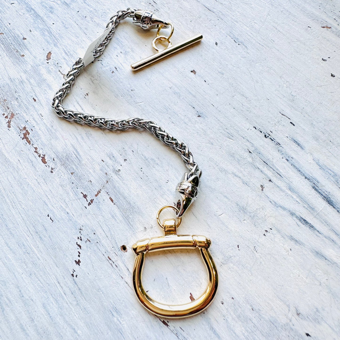 Silver Link & Gold Bit Toggle Bracelet