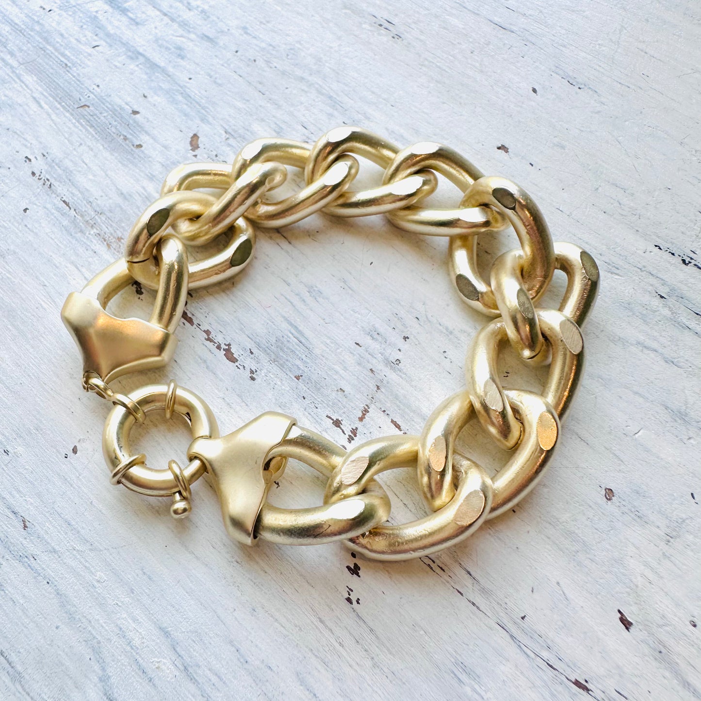 Matte Gold Chunky Curb Link Bracelet