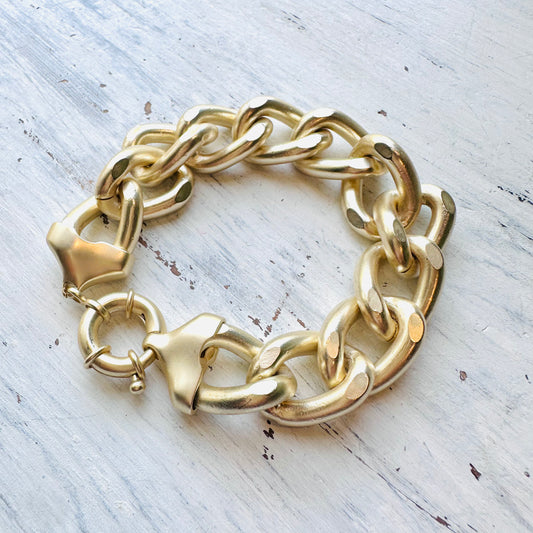 Matte Gold Chunky Curb Link Bracelet