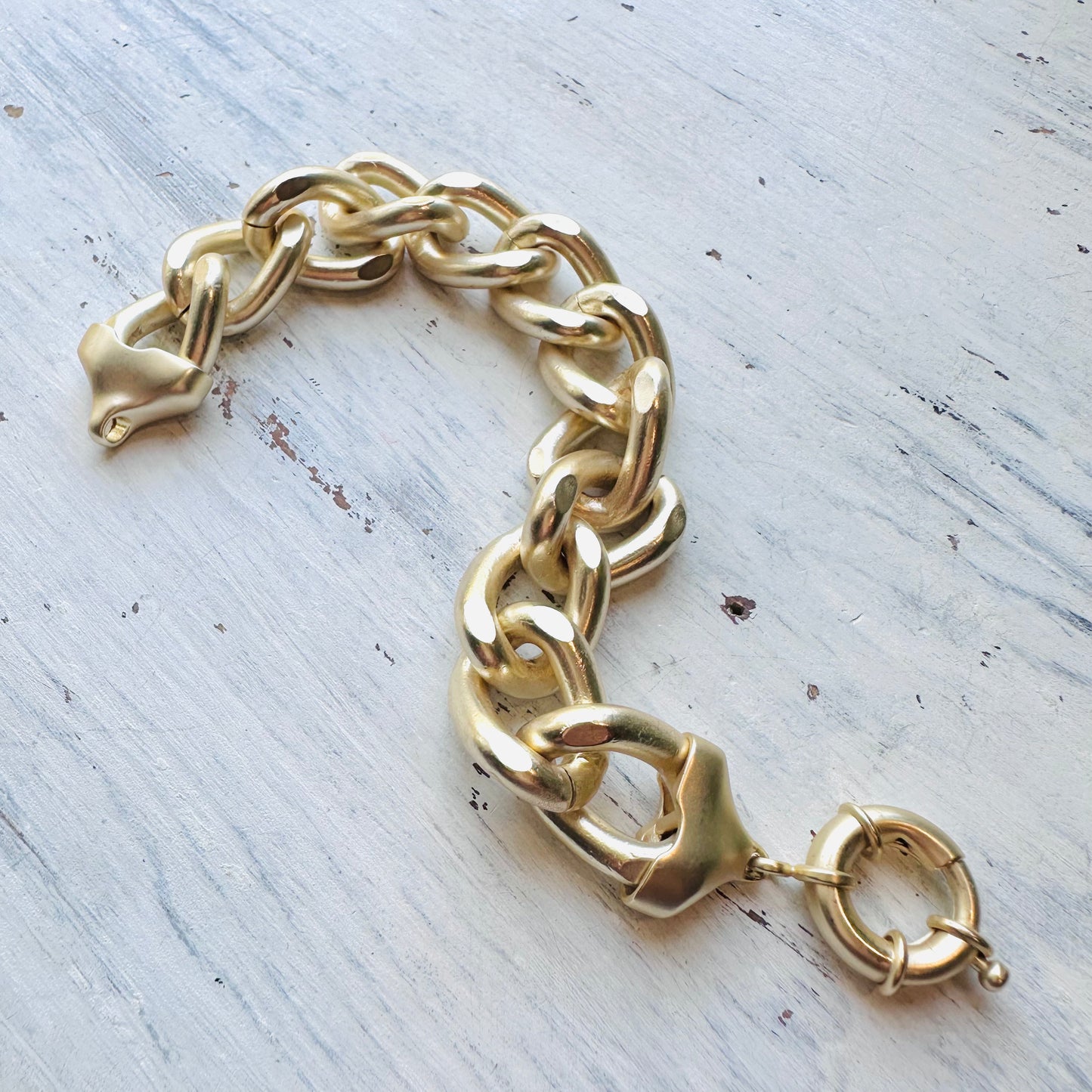 Matte Gold Chunky Curb Link Bracelet