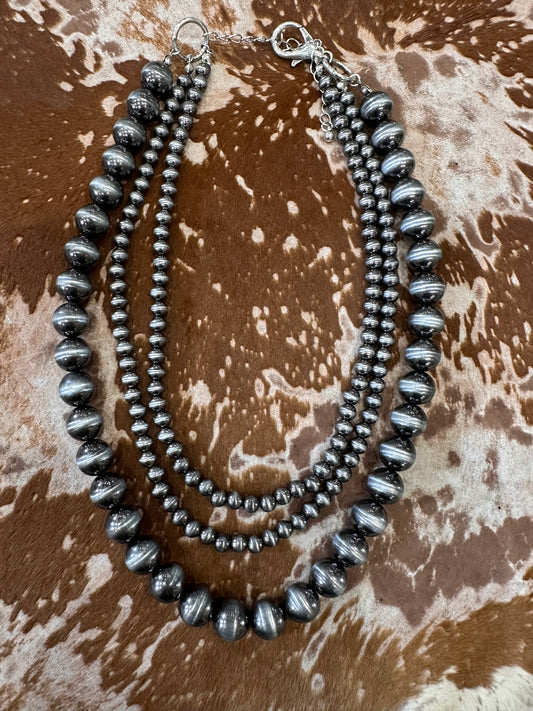 Three Strand Statement Pearl Necklace