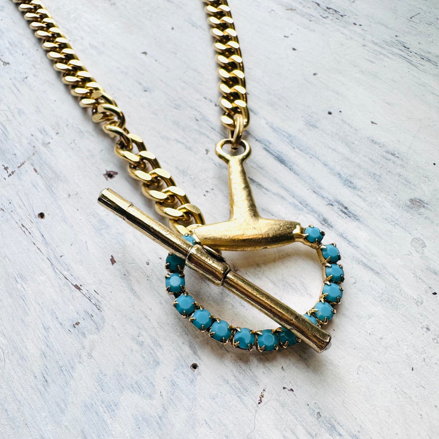 Yochi NY Turquoise Bit Toggle Necklace