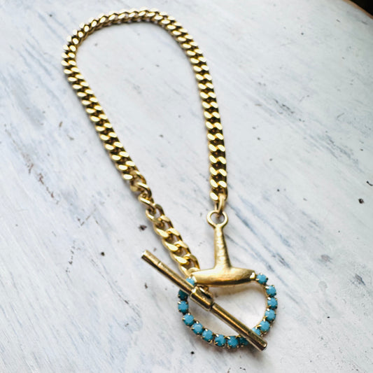 Yochi NY Turquoise Bit Toggle Necklace