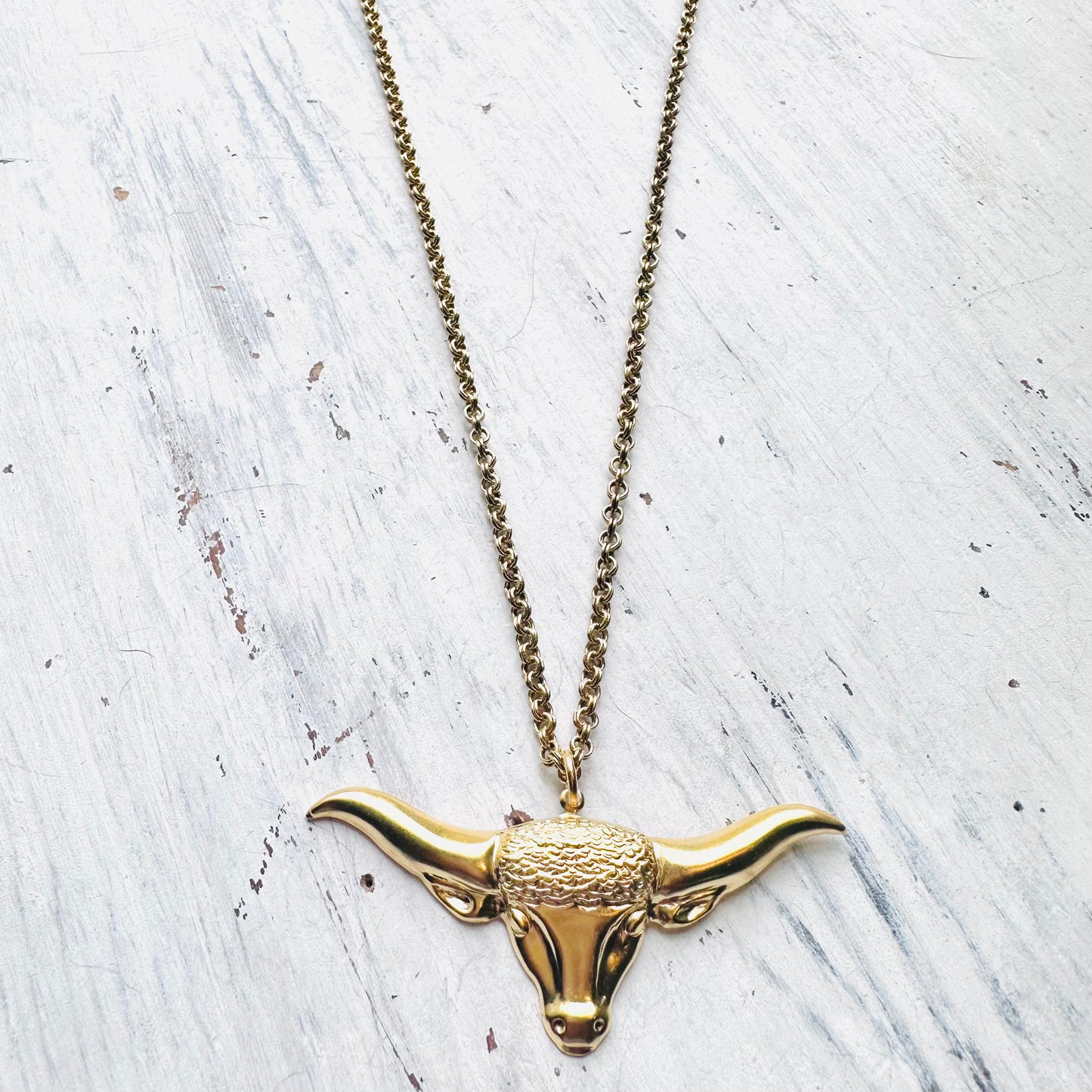 Yochi NY Gold Bull Pendant Necklace