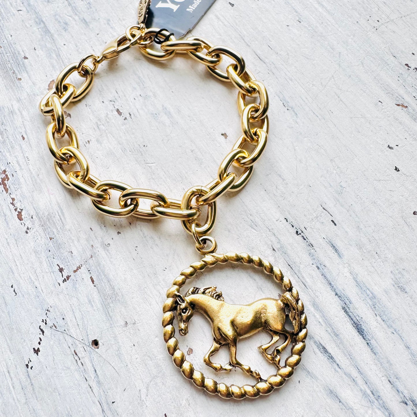 Yochi NY Rope Framed Horse Bracelet